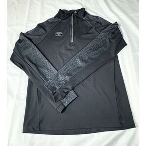 Umbro Pro Training  1/4 Zip Warm Up Jacket With Thumb Holes Black Size Men's Med